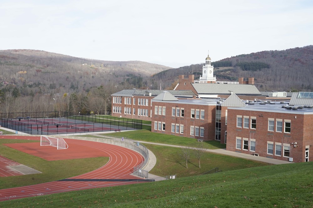 Delaware Academy's track, tennis courts, and high school